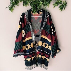 Vintage Tapestry Cardigan Blanket Coat sz OS